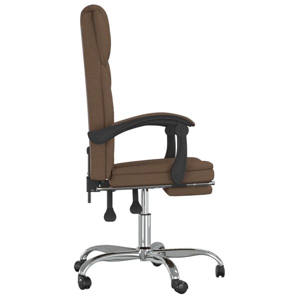 vidaXL Silla de oficina reclinable de tela marr&oacute;n