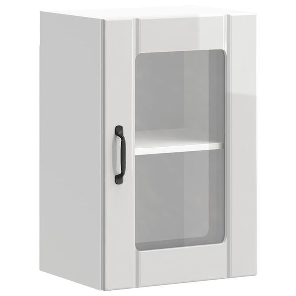 vidaXL Armario pared para cocina puerta cristal Lucca blanco brillante