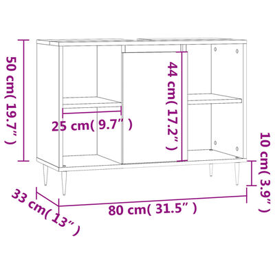vidaXL Mueble de baño madera de ingeniería blanco brillo 80x33x60 cm