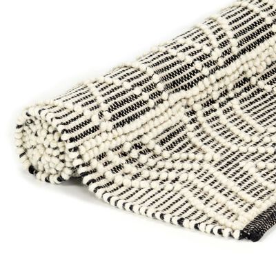 vidaXL Alfombra tejida a mano de lana negro/blanco 120x170 cm