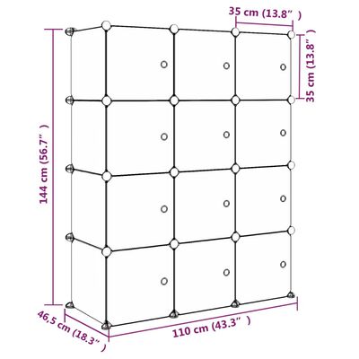 vidaXL Estantería infantil de cubos con 12 compartimentos rosa PP