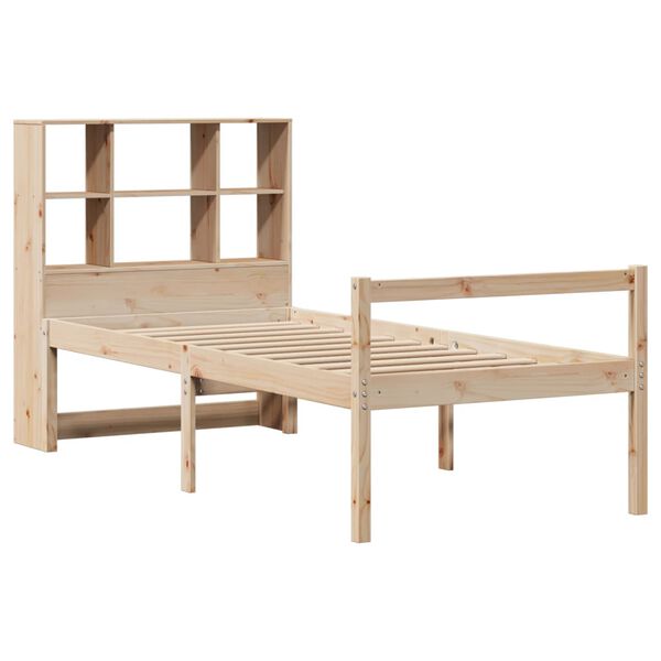 vidaXL Cama con estanter&iacute;a sin colch&oacute;n madera maciza de pino 90x190 cm