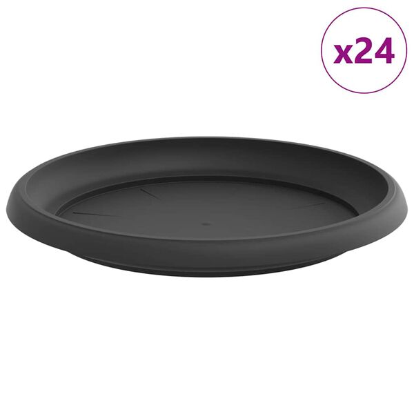 vidaXL Bandeja Redonda para Flores 24 pcs Negro &Oslash; 21,5 x 2,5 cm