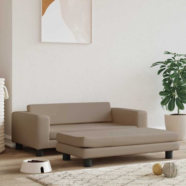 vidaXL Cama de perros extensión cuero sintético capuchino 100x50x30 cm