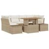 vidaXL Conjunto de sof&aacute; de jard&iacute;n 7 uds. Beige Polirat&aacute;n