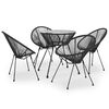 vidaXL Juego de comedor de jard&iacute;n 5 piezas negro