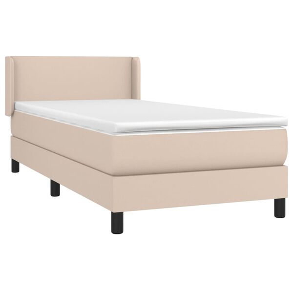 vidaXL Cama box spring con colch&oacute;n cuero sint&eacute;tico capuchino 100x200cm