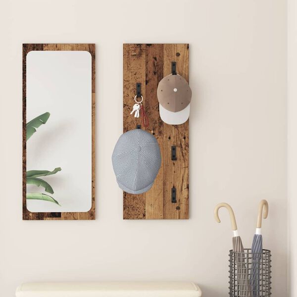 vidaXL Perchero de pared Madera vieja 30 x 1,5 x 80 cm