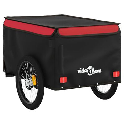 vidaXL Remolque para bicicleta hierro negro y rojo 30 kg