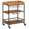 vidaXL Carrito de bar de madera maciza de acacia y hierro 60x40x80 cm