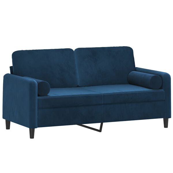vidaXL Sof&aacute; 2 plazas almohadas y cojines terciopelo azul 140 cm