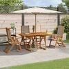 vidaXL Juego comedor de jard&iacute;n 5 pzas madera maciza acacia y textileno