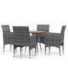 vidaXL Juego de comedor de jard&iacute;n 5 piezas rat&aacute;n sint&eacute;tico gris