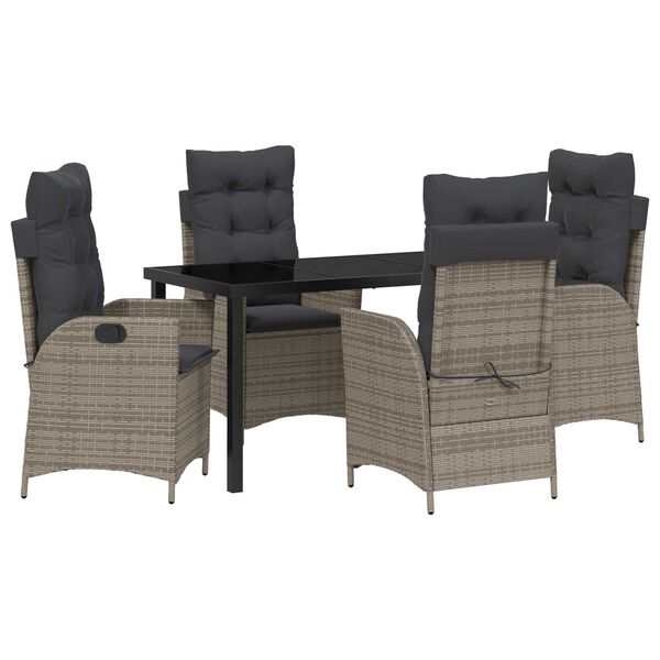 vidaXL Conjunto de Comedor de Jard&iacute;n 5 pcs Gris rat&aacute;n sint&eacute;tico