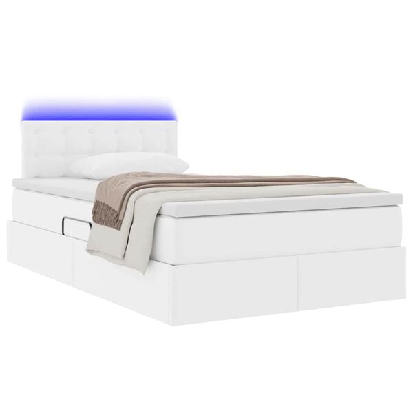 vidaXL Cama con almacenamiento y LED Puro 120 x 200 cm Cuero sint&eacute;tico