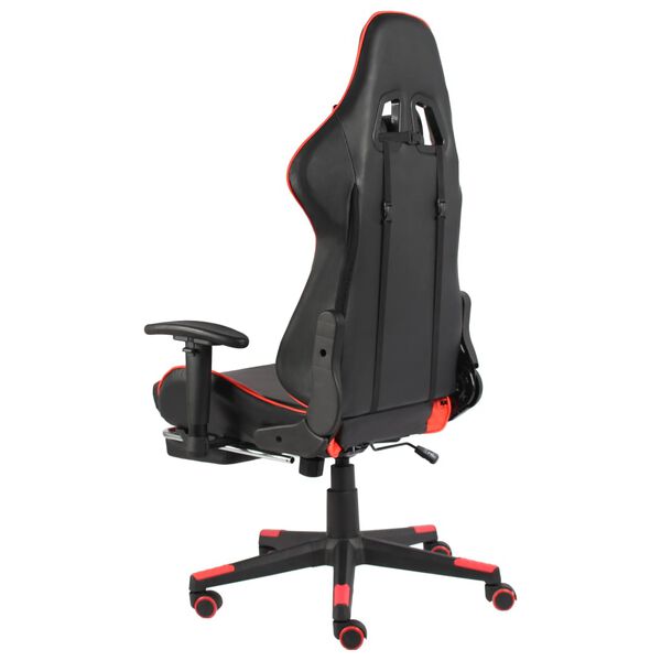 vidaXL Silla gaming giratoria con reposapiés PVC rojo