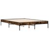 vidaXL Estructura cama madera ingenier&iacute;a metal roble ahumado 120x190cm