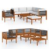 vidaXL Conjunto de jard&iacute;n de 8 piezas con cojines, madera color crema, acacia y cuerda