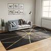 vidaXL Alfombra lavable negro y dorado 190x300 cm