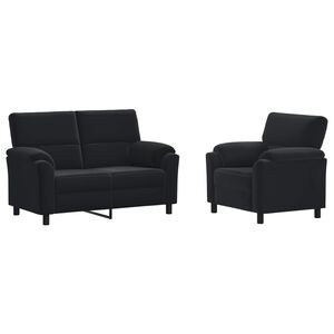 vidaXL Juego de Sof&aacute; 2 pcs Negro Terciopelo