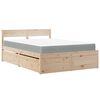 vidaXL Cama con cajones y colch&oacute;n madera maciza de pino 140x190 cm