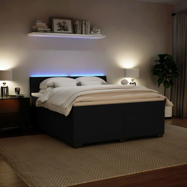 vidaXL Cama box spring con colch&oacute;n terciopelo negro 180x200 cm