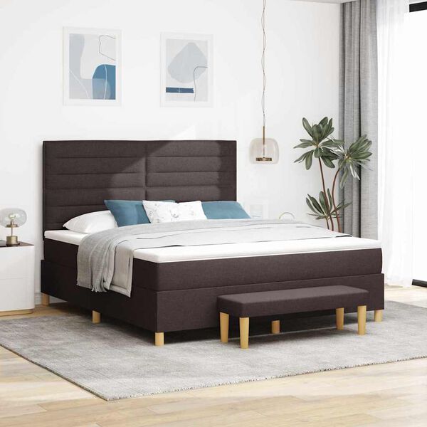 vidaXL Cama tipo Box Spring Marr&oacute;n Oscuro 180 x 200 cm tela
