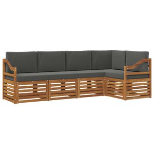 vidaXL Conjunto de Sof&aacute; Seccional con coj&iacute;n 5 pcs Natural y Antracita