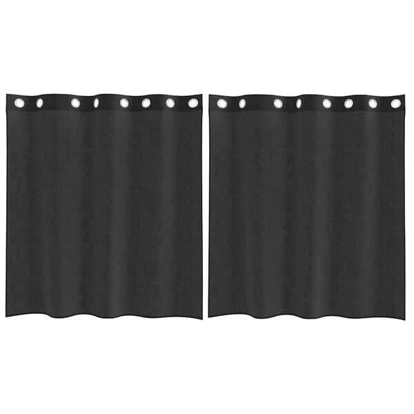 vidaXL Cortinas de gasa con ojales 2 uds negro 140x140 cm