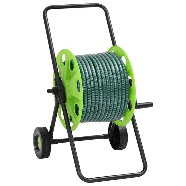 vidaXL Carrete de manguera con set de racores PVC verde 0,75" 30 m