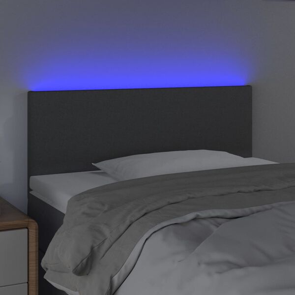 vidaXL Cabecero con LED de tela gris oscuro 80x5x78/88 cm