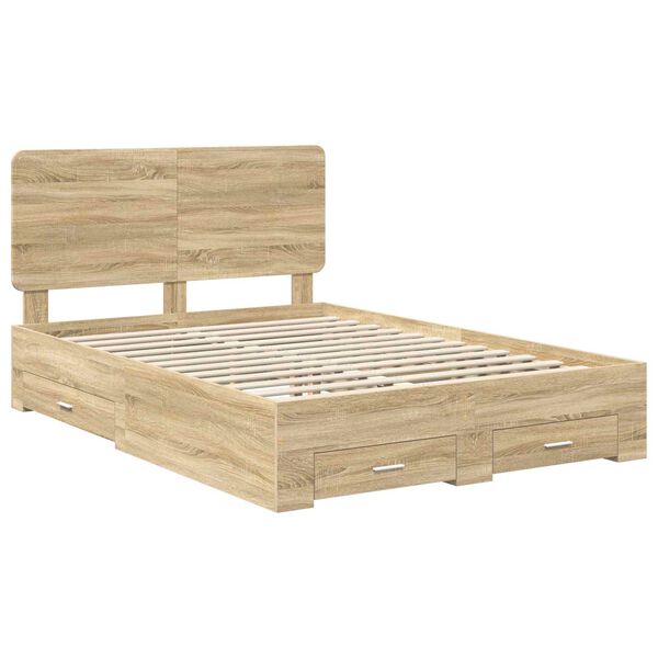 vidaXL Estructura de cama con cabecera Roble Sonoma 150 x 200 cm