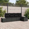 vidaXL Conjunto de sof&aacute; de jard&iacute;n 5 pcs Negro rat&aacute;n sint&eacute;tico