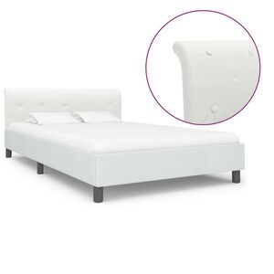 vidaXL Estructura de cama de cuero sint&eacute;tico blanco 120x200 cm