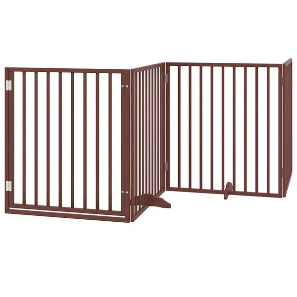 vidaXL Puerta de perros plegable 10 paneles madera &aacute;lamo marr&oacute;n 800 cm