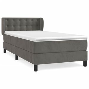 vidaXL Cama box spring con colch&oacute;n terciopelo gris oscuro 80x200 cm