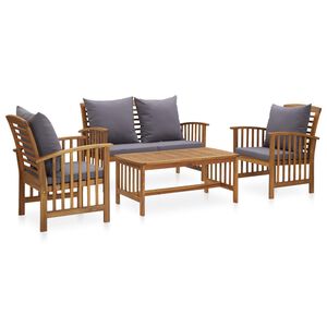 vidaXL Muebles de jard&iacute;n 4 piezas con cojines madera maciza de acacia