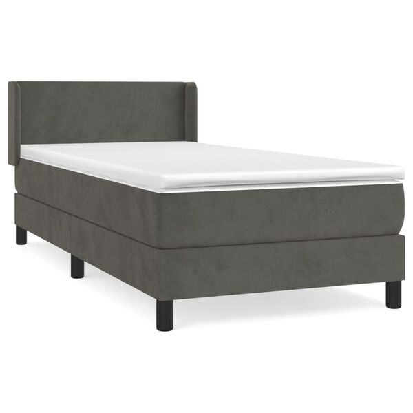 vidaXL Cama box spring con colch&oacute;n terciopelo gris oscuro 100x200 cm