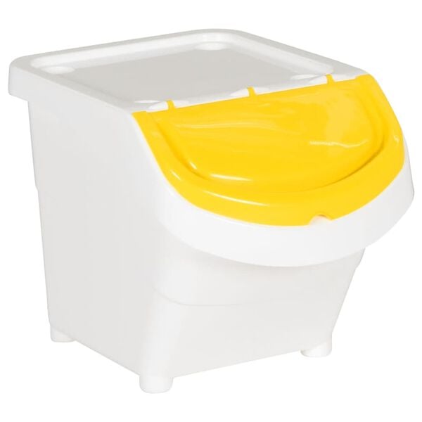 vidaXL Cubos de basura apilables con tapa 3 uds PP blanco 78 L