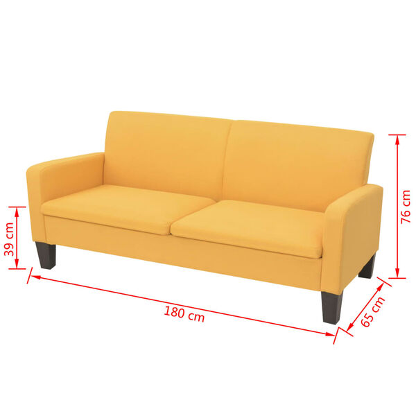 vidaXL Sofá de 3 plazas 180x65x76 cm amarillo