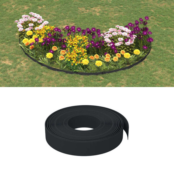vidaXL Borduras de jardín 3 uds polietileno negro 10 m 10 cm