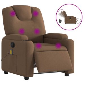 vidaXL Sill&oacute;n reclinable de masaje el&eacute;ctrico tela marr&oacute;n