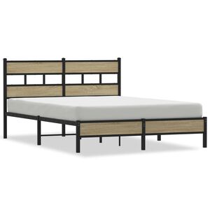 vidaXL Estructura de cama sin colch&oacute;n madera roble Sonoma 140x200 cm