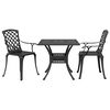 vidaXL Mesa y sillas de bistr&oacute; 3 piezas aluminio fundido negro