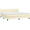 vidaXL Cama box spring colch&oacute;n y LED cuero sint&eacute;tico crema 200x200 cm