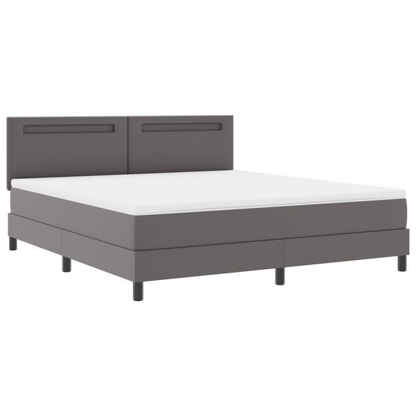 vidaXL Cama tipo Box Spring Gris 180 x 200 cm Cuero sint&eacute;tico