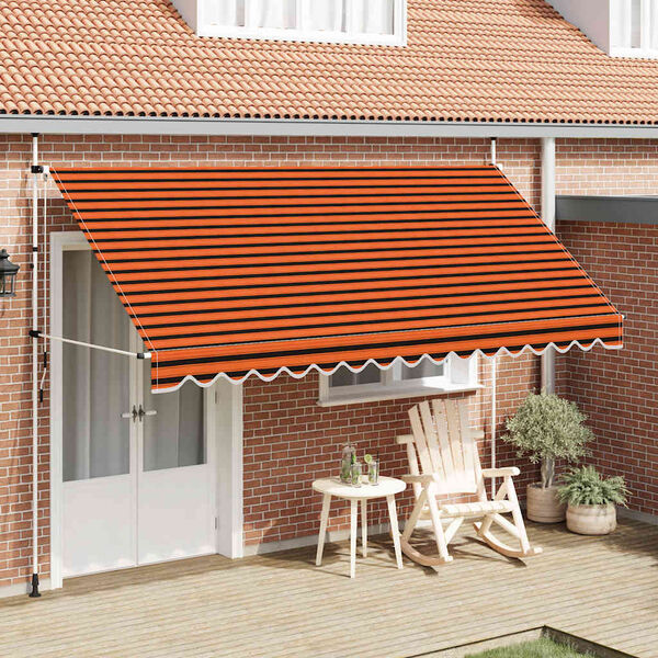 vidaXL Toldo manual retr&aacute;ctil naranja y marr&oacute;n 400 cm