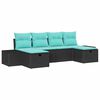 vidaXL Conjunto de sof&aacute; de jard&iacute;n 6 uds. Negro rat&aacute;n sint&eacute;tico