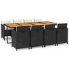 vidaXL Set de comedor de jard&iacute;n 9 pzas y cojines rat&aacute;n sint&eacute;tico negro