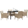 vidaXL Conjunto de Comedor de Jard&iacute;n 5 pcs Beige rat&aacute;n sint&eacute;tico